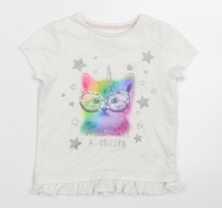 F&F Girls White Basic T-Shirt Size 3-4 Years