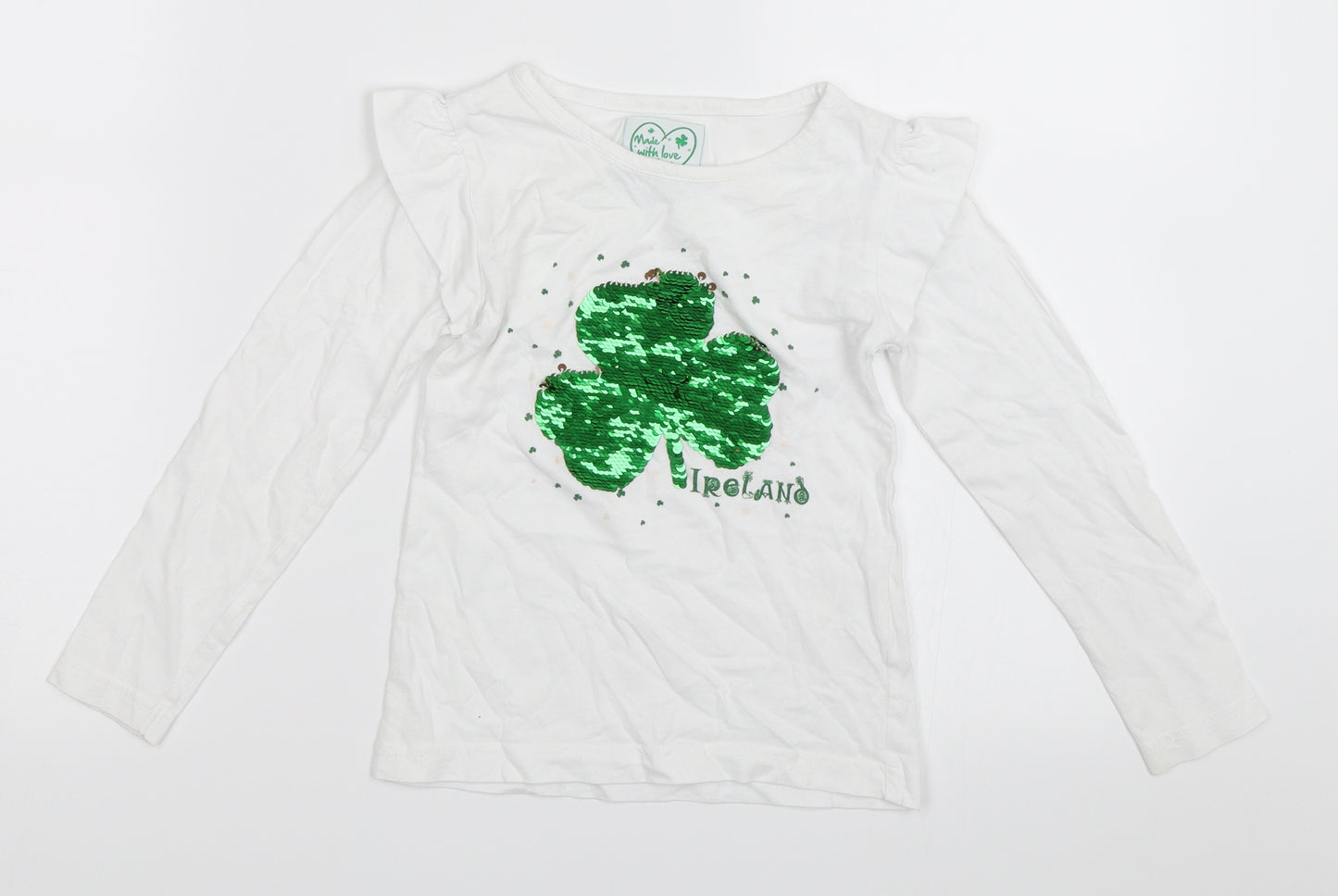 Preworn Girls White   Basic T-Shirt Size 3-4 Years  - Ireland