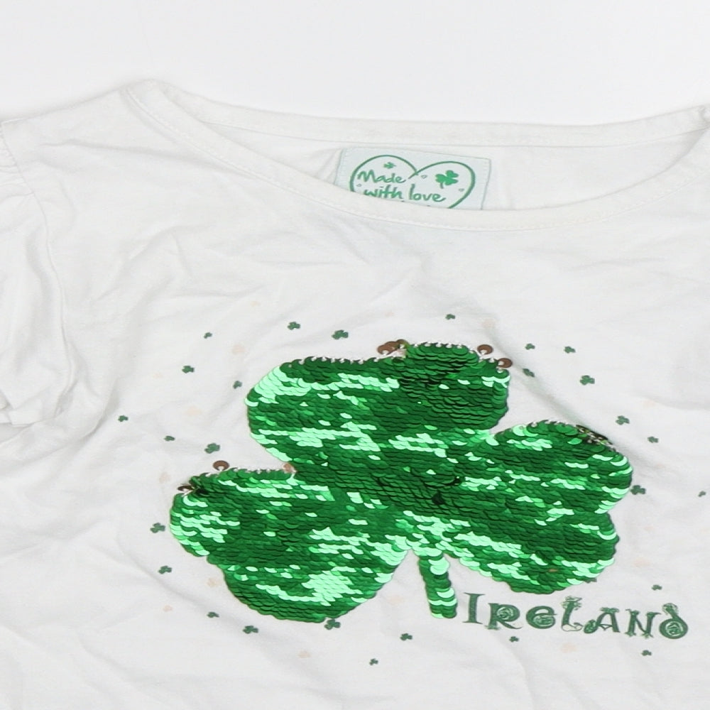Preworn Girls White   Basic T-Shirt Size 3-4 Years  - Ireland