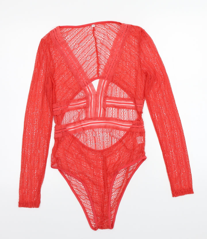 Preworn Womens Orange   Bodysuit One-Piece Size L