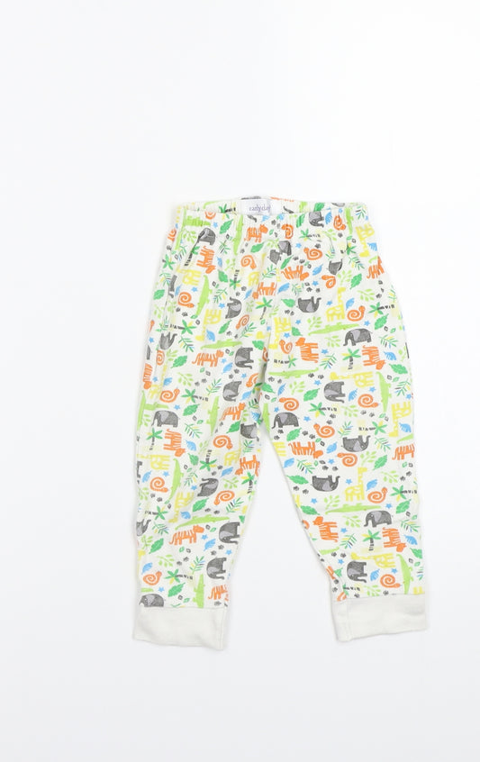 Front view of Earlu days girls’ white pyjama pants, size 12-18, months
