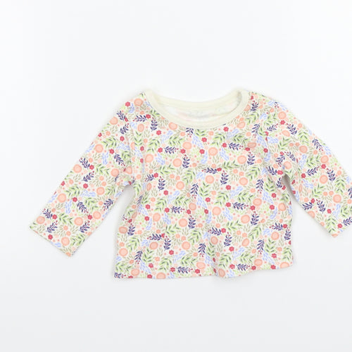 George Girls White Floral  Basic T-Shirt Size Newborn