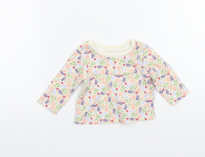 George Girls White Floral Basic T-Shirt Size Newborn