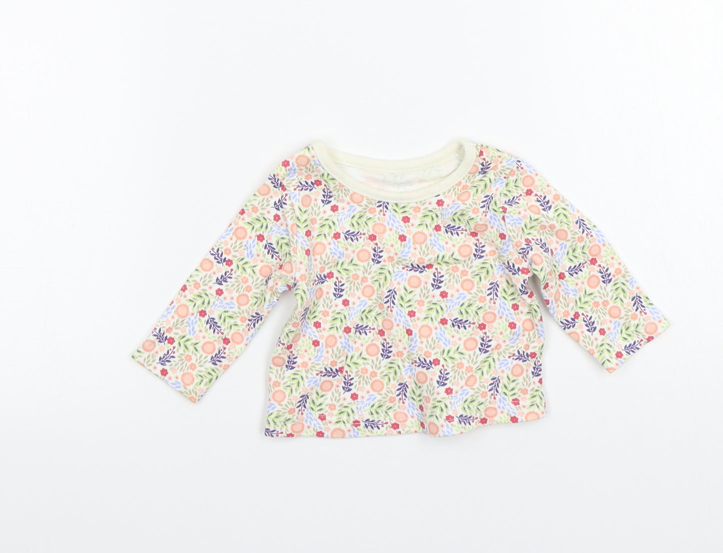 George Girls White Floral  Basic T-Shirt Size Newborn