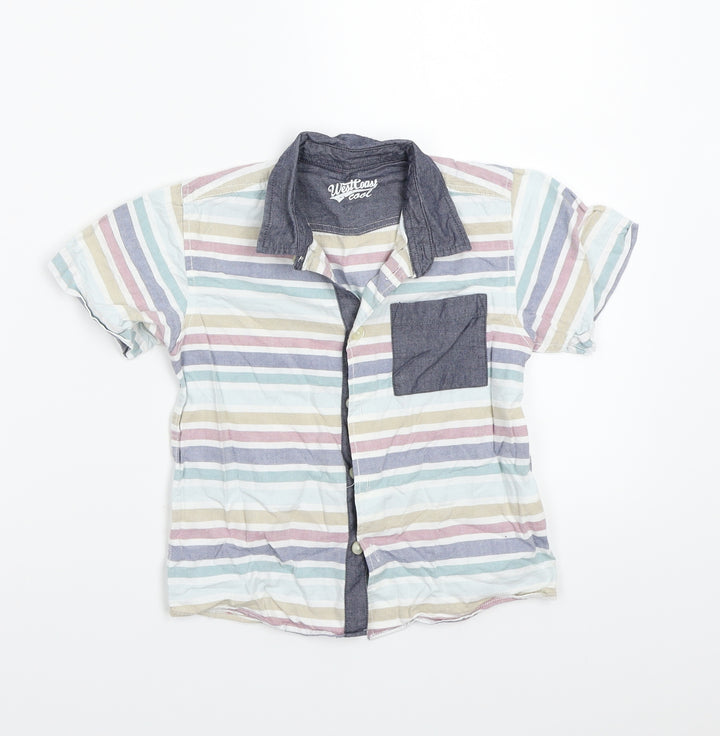 Westcoast cool Boys White Striped Basic Button-Up Size 3-4 Years