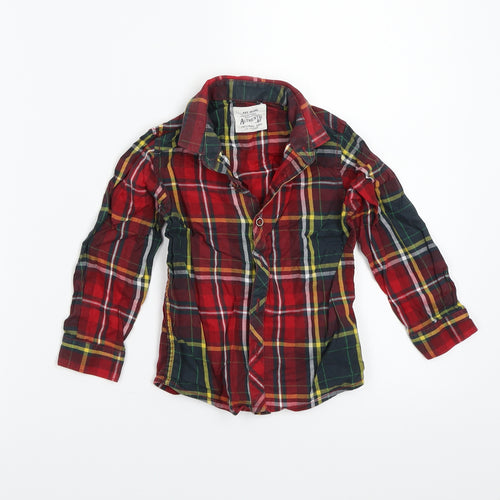 NEXT Girls Red Check  Basic Button-Up Size 24 Months