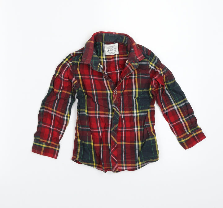 NEXT Girls Red Check  Basic Button-Up Size 24 Months
