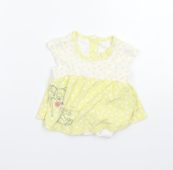 George Girls Yellow Polka Dot Basic T-Shirt Size 0-3 Months