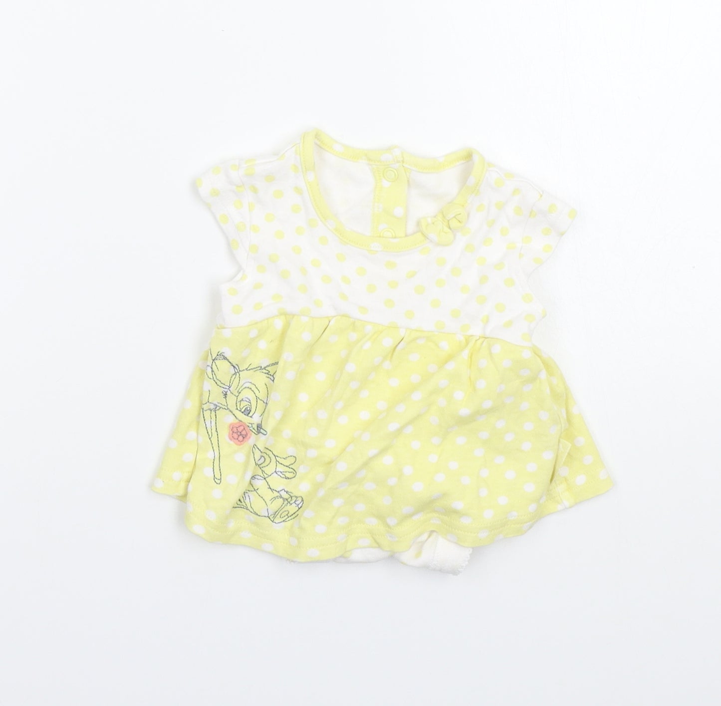 George Girls Yellow Polka Dot  Basic T-Shirt Size 0-3 Months