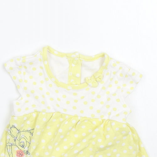 George Girls Yellow Polka Dot  Basic T-Shirt Size 0-3 Months