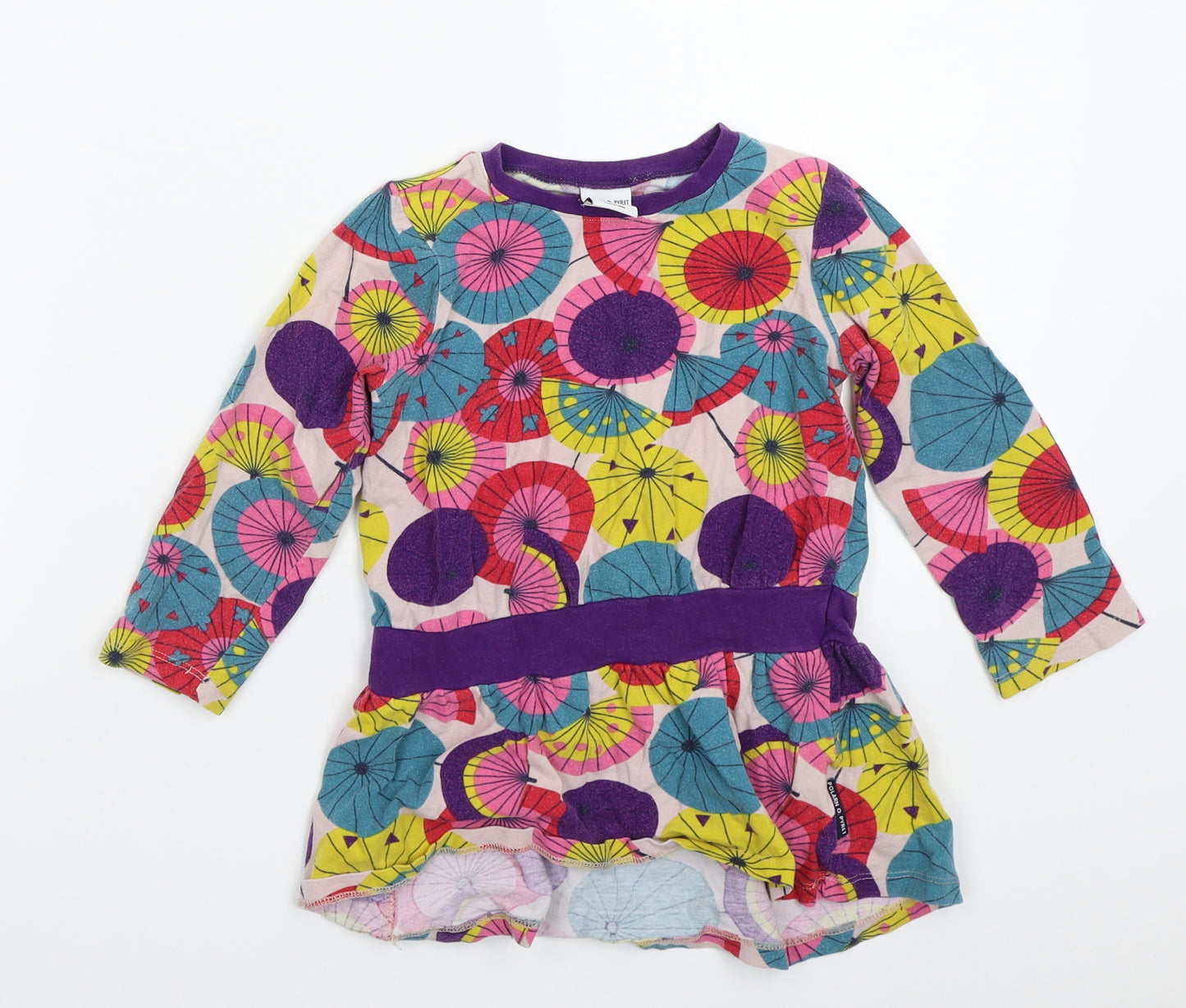 Polarn O. Pyret Girls Pink Floral Rayon Basic T-Shirt Size 2-3 Years