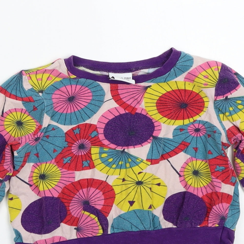 Polarn O. Pyret Girls Pink Floral Rayon Basic T-Shirt Size 2-3 Years