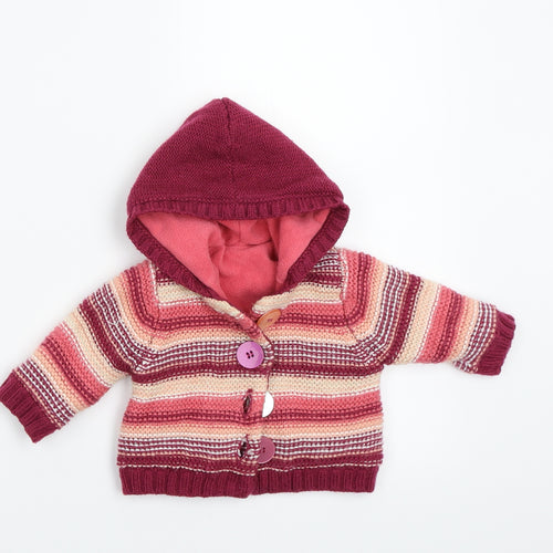 Nutmeg Girls Pink Striped  Jacket Coatigan Size 0-3 Months