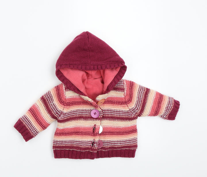 Nutmeg Girls Pink Striped Jacket Coatigan Size 0-3 Months