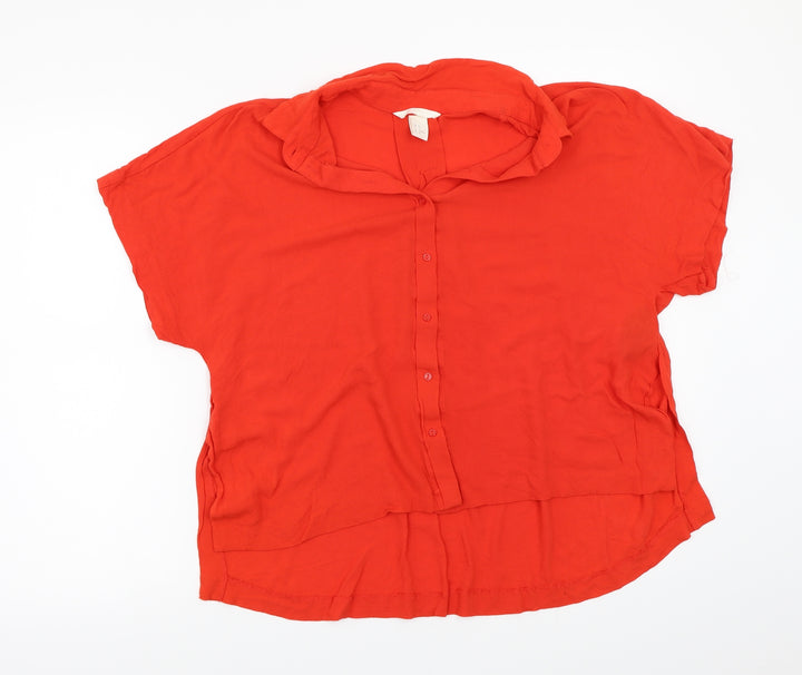 H&M Womens Red   Basic Button-Up Size 12