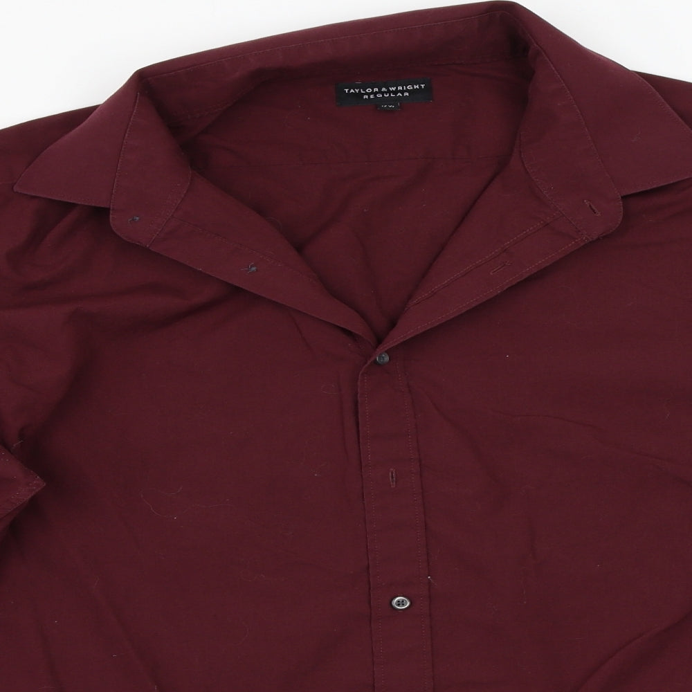 Taylor & Wright Mens Purple    Button-Up Size 17.5