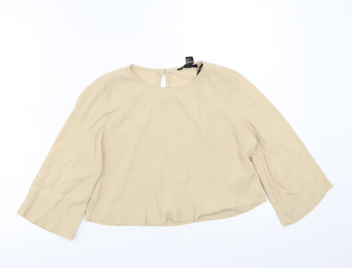 FOREVER 21 Womens Beige Basic Blouse Size S