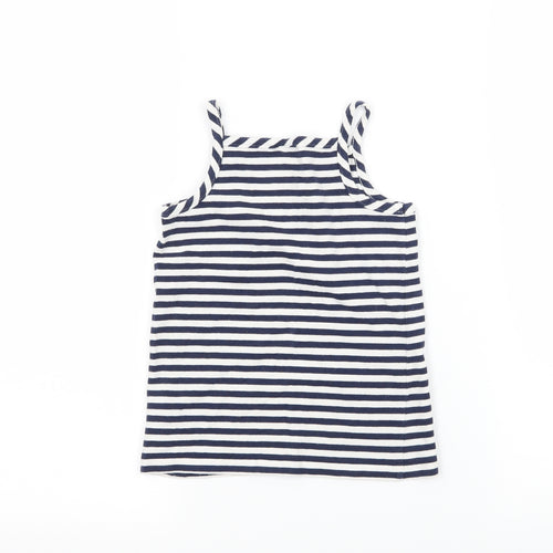 Preworn Girls Blue Striped Jersey Camisole Tank Size 2 Years