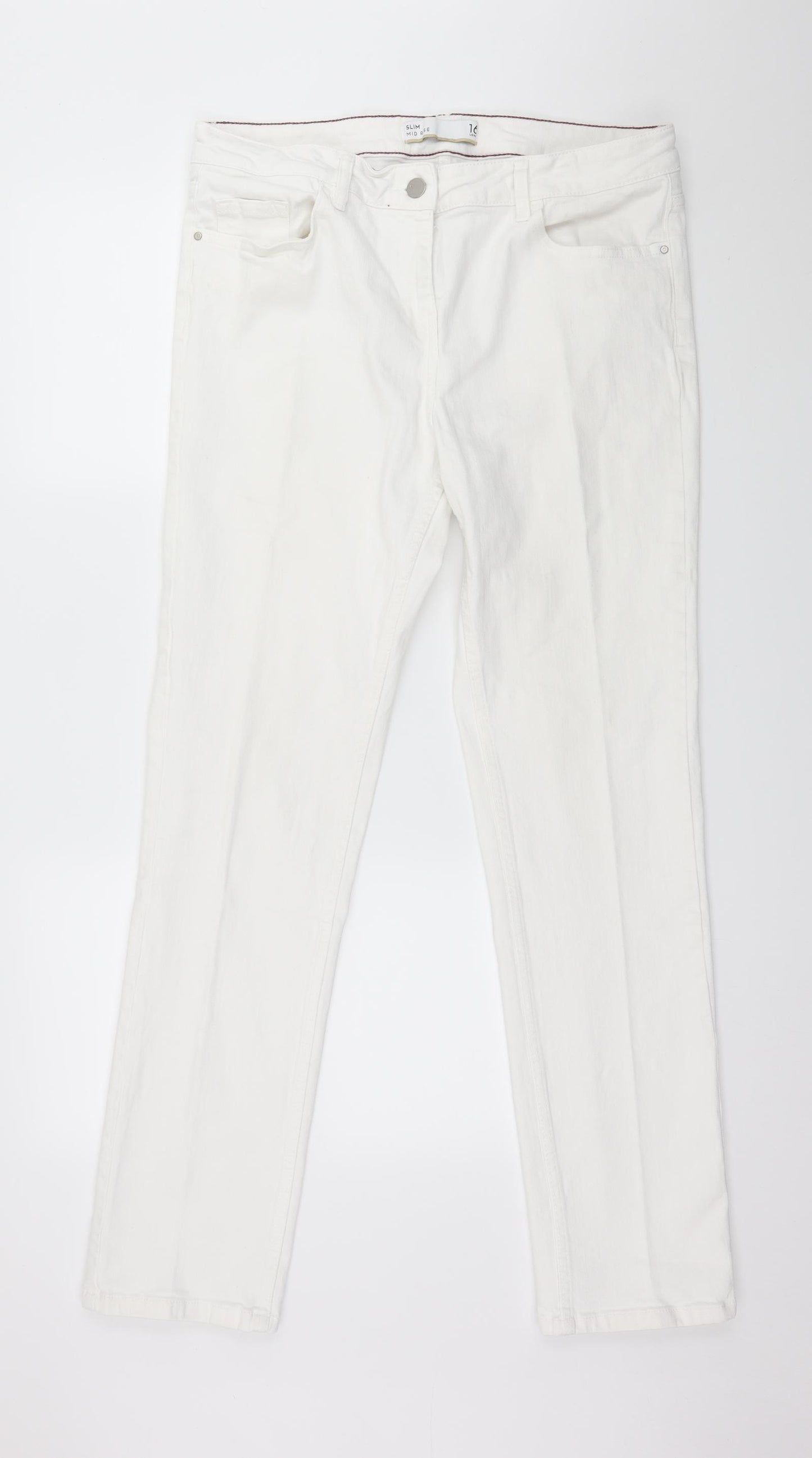 NEXT Womens White  Denim Straight Jeans Size 16 L32 in