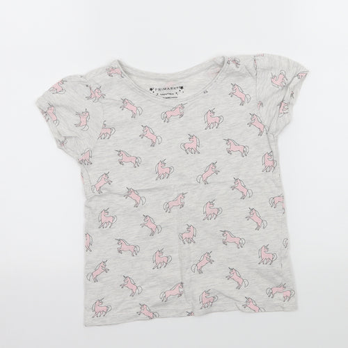 Primark Girls Grey  Jersey Basic T-Shirt Size 5-6 Years