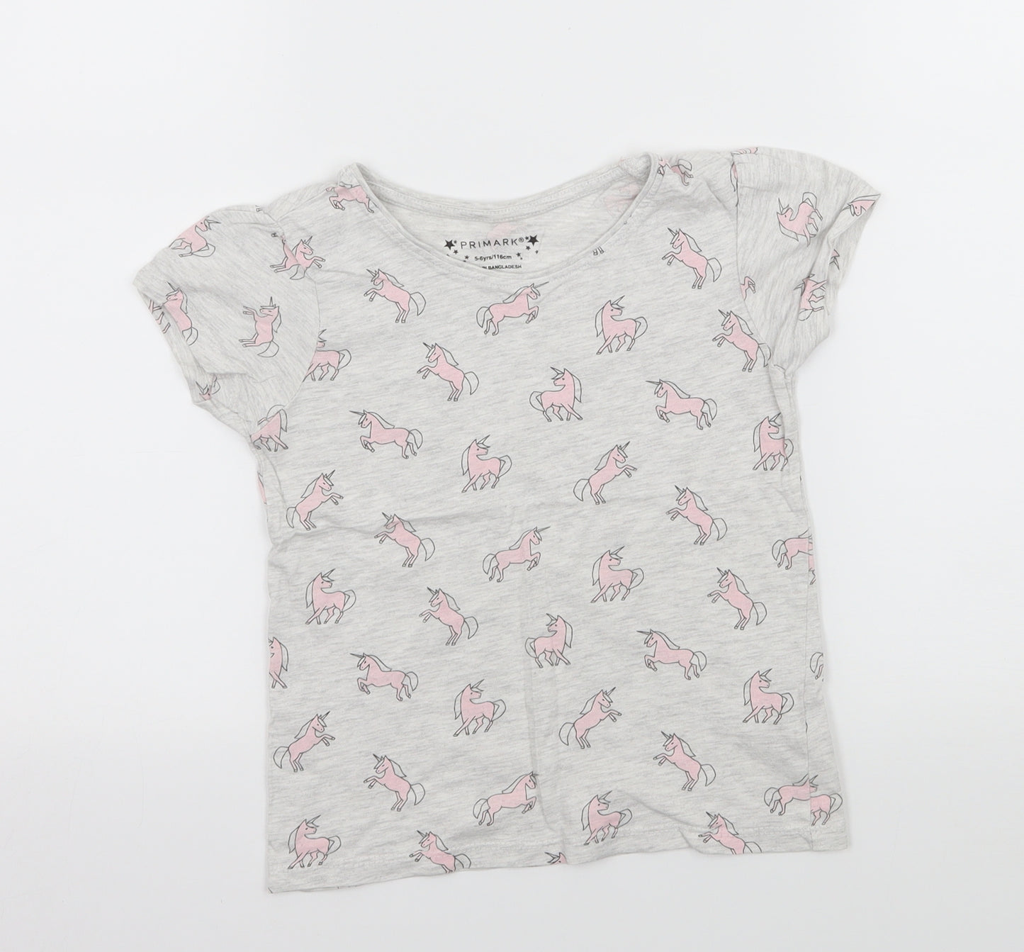 Primark Girls Grey  Jersey Basic T-Shirt Size 5-6 Years