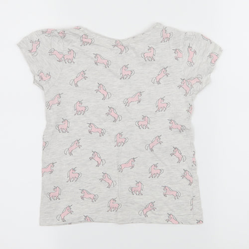 Primark Girls Grey  Jersey Basic T-Shirt Size 5-6 Years