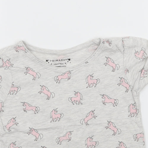 Primark Girls Grey  Jersey Basic T-Shirt Size 5-6 Years