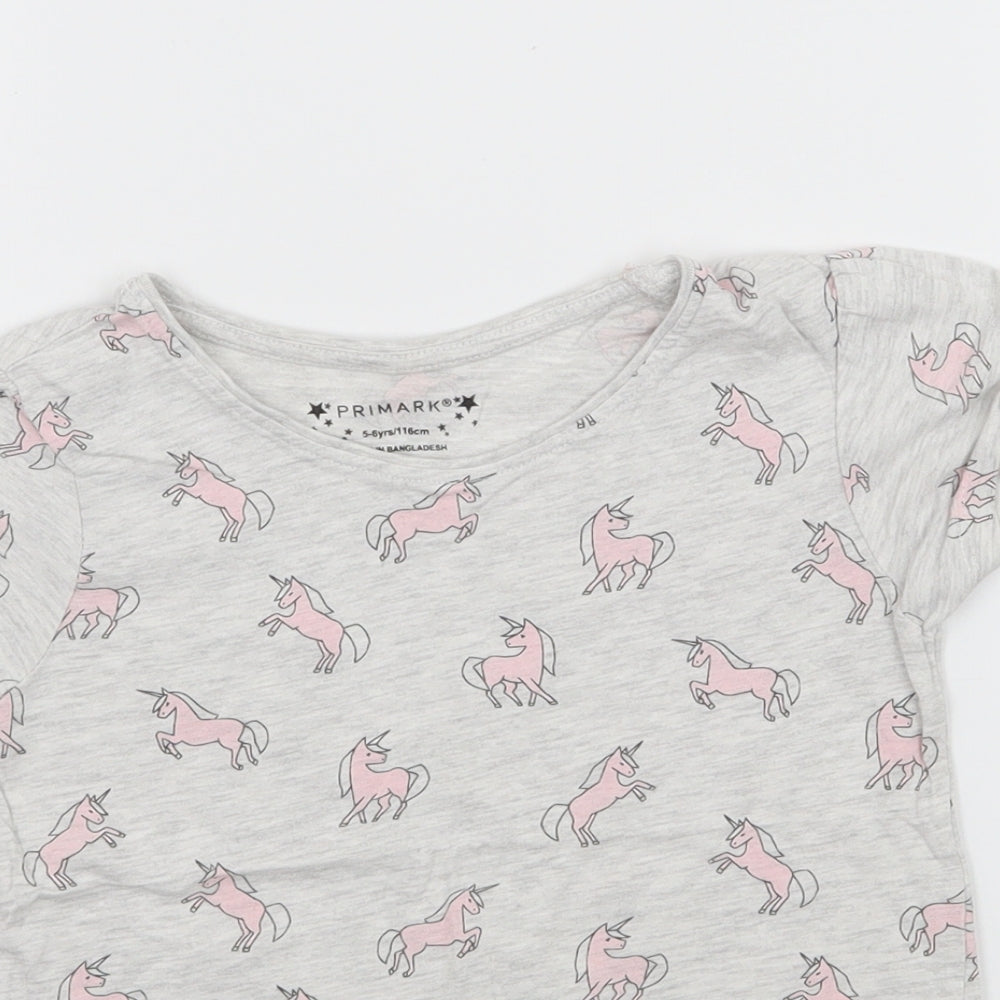 Primark Girls Grey  Jersey Basic T-Shirt Size 5-6 Years