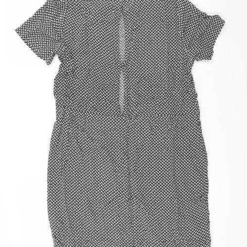 H&M Womens Black Geometric  A-Line  Size 8
