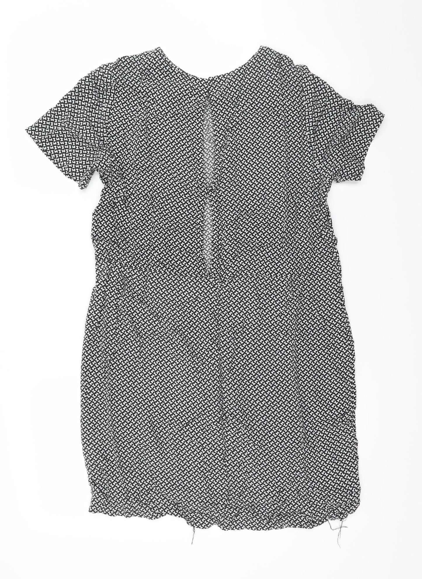 H&M Womens Black Geometric  A-Line  Size 8
