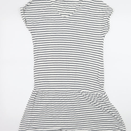 NEXT Womens White Striped Jersey T-Shirt Dress  Size 10