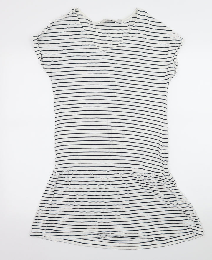 NEXT Womens White Striped Jersey T-Shirt Dress Size 10