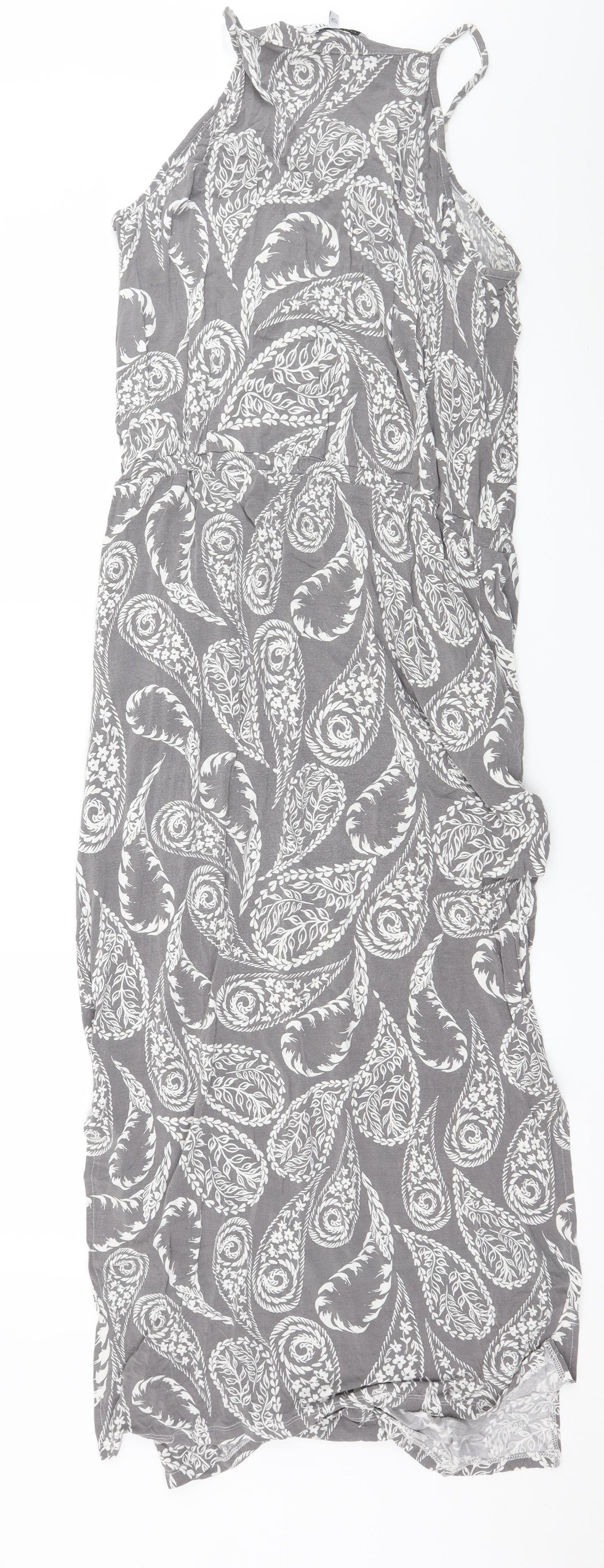 NEXT Womens Grey Paisley Jersey Maxi  Size 10