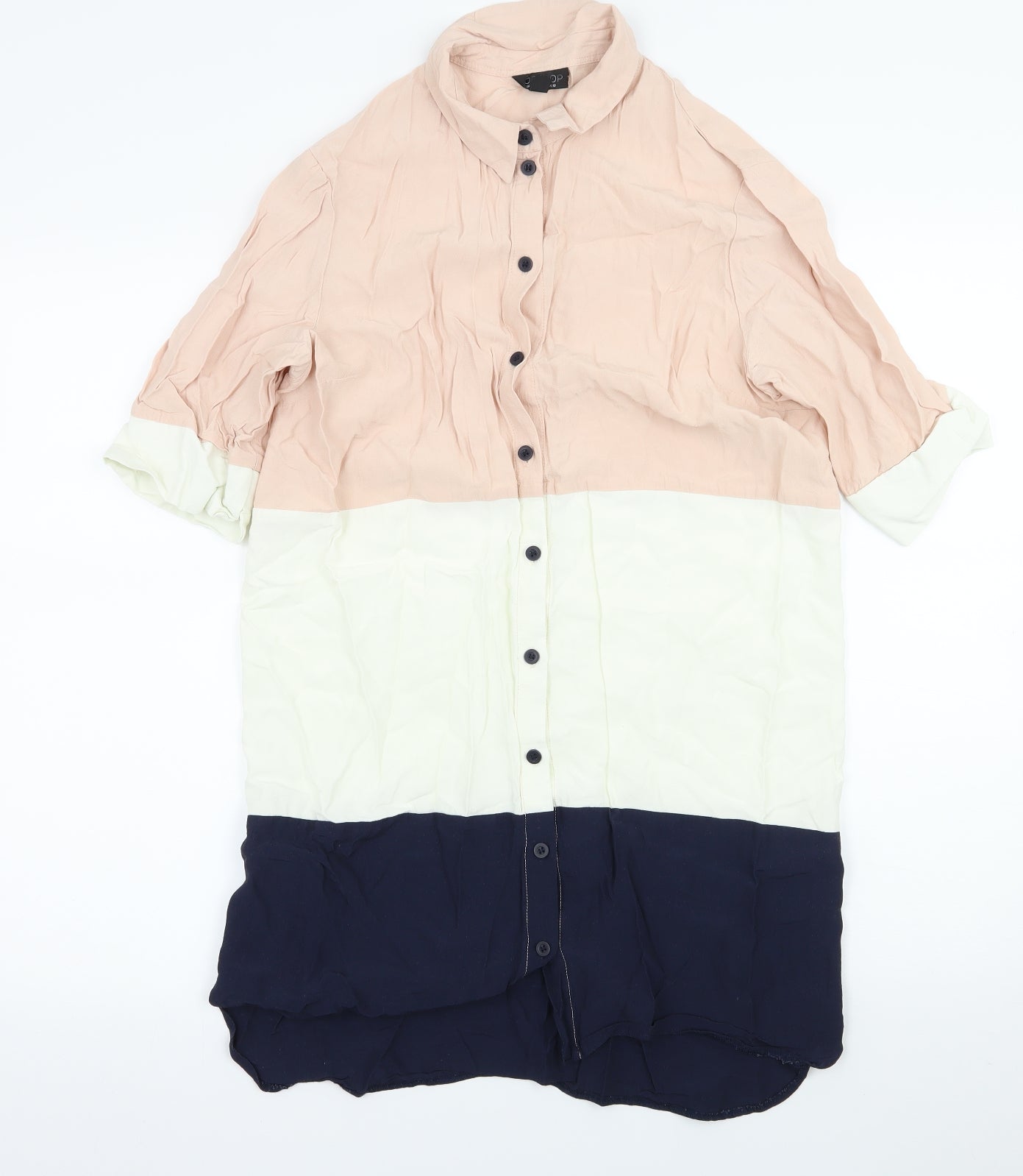 Topshop Womens Multicoloured Striped  Basic Button-Up Size 10