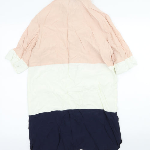 Topshop Womens Multicoloured Striped  Basic Button-Up Size 10