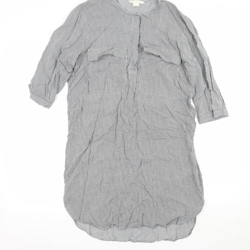 H&M Womens Black Striped  Shirt Dress  Size 8