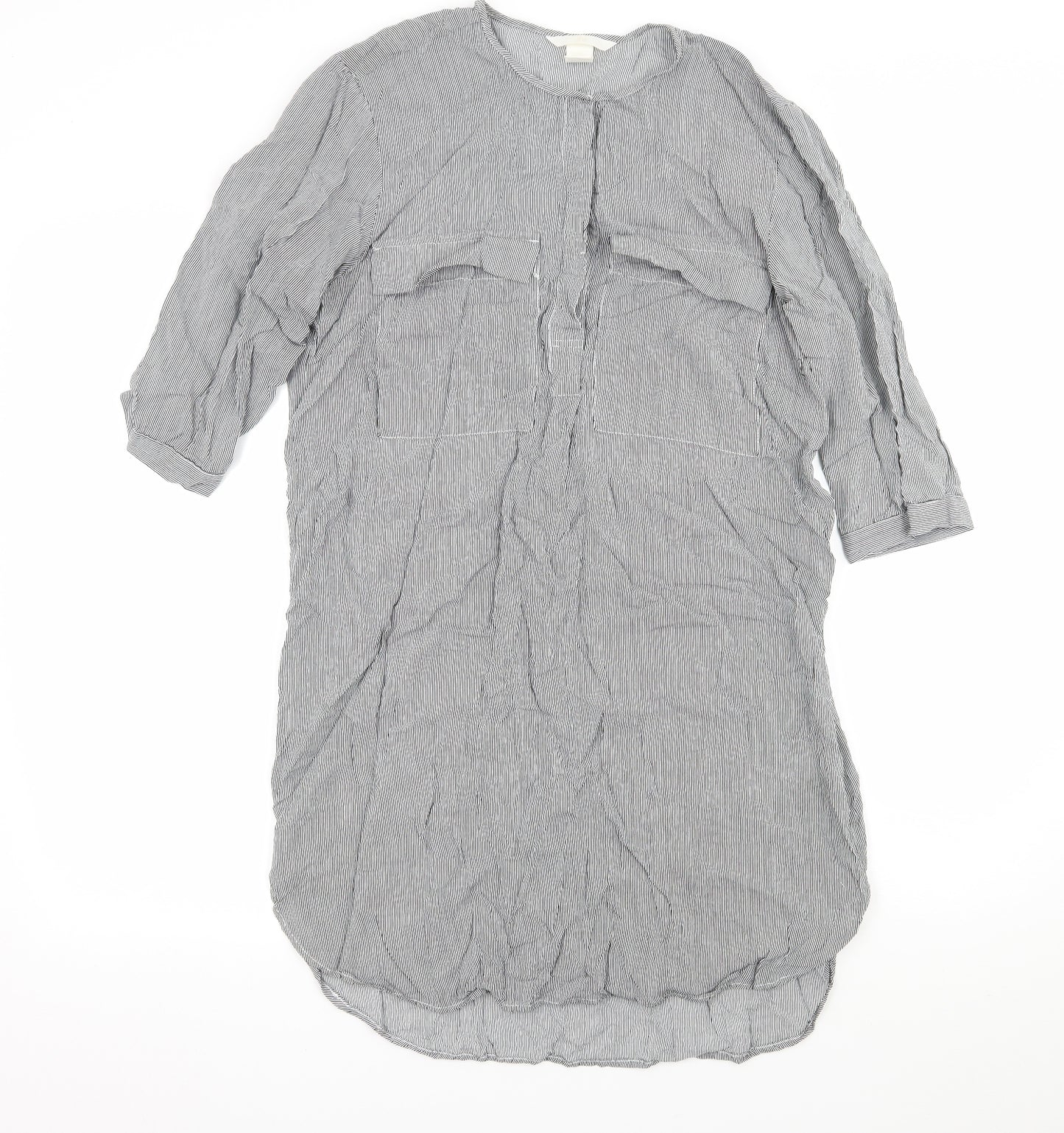 H&M Womens Black Striped  Shirt Dress  Size 8
