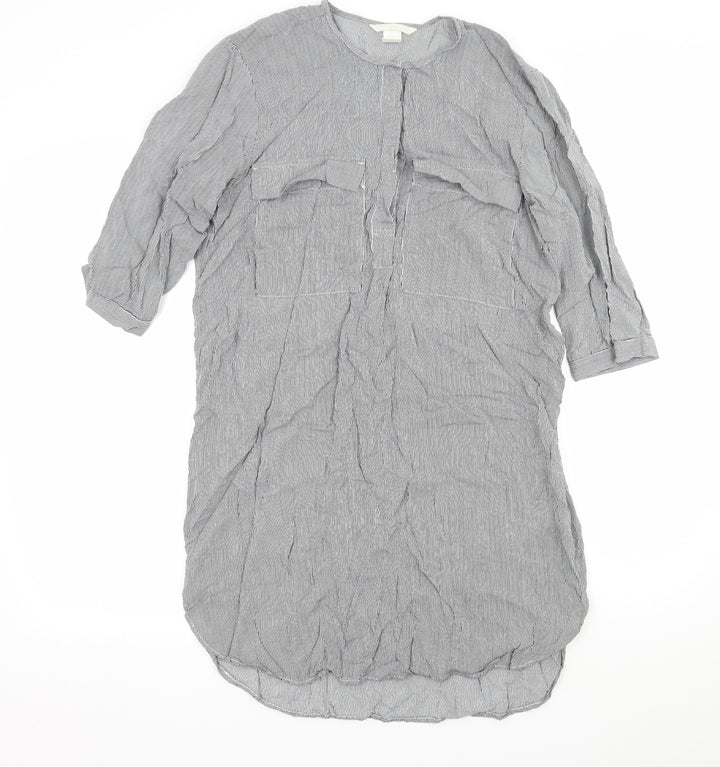 H&M Womens Black Striped  Shirt Dress  Size 8