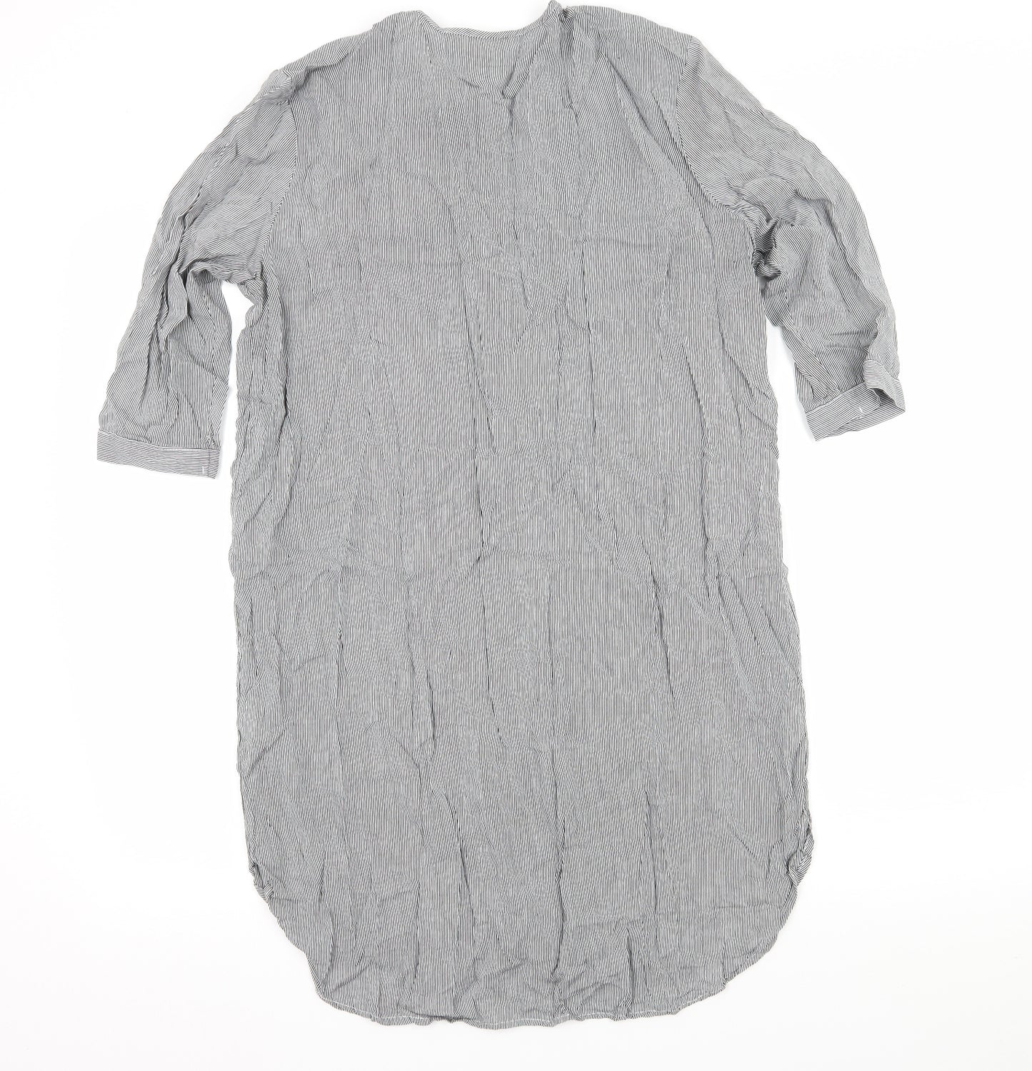 H&M Womens Black Striped  Shirt Dress  Size 8