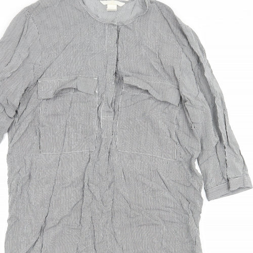 H&M Womens Black Striped  Shirt Dress  Size 8