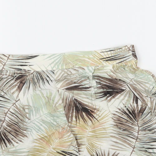 H&M Womens Ivory Geometric  Hot Pants Shorts Size 6 - Leaf print