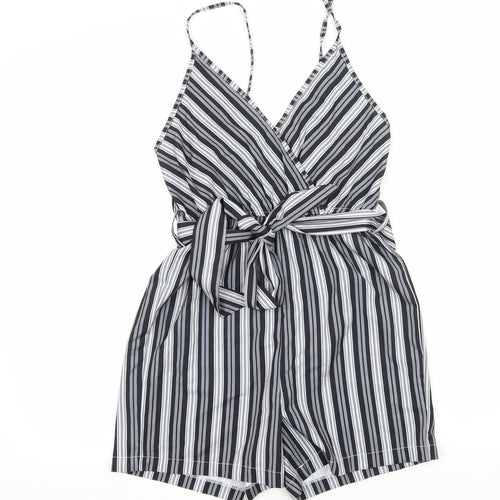 SheIn Womens Grey Striped  Playsuit One-Piece Size XS L4 in