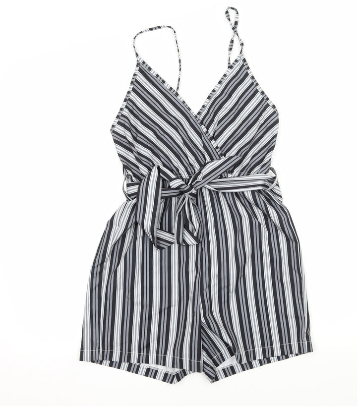 SheIn Womens Grey Striped Playsuit One-Piece Size XS L4 in