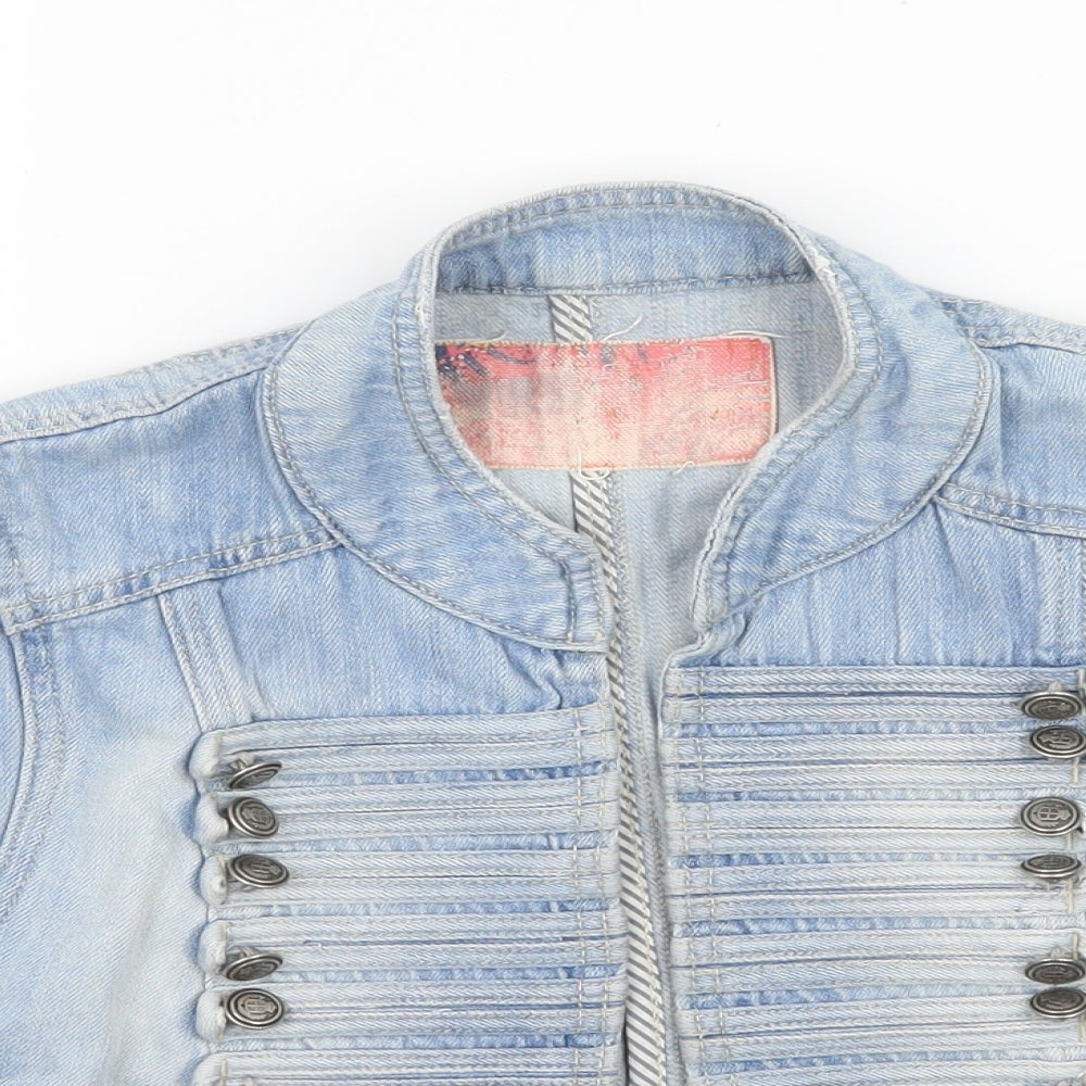 YES YES Womens Blue  Denim Jacket Waistcoat Size 14