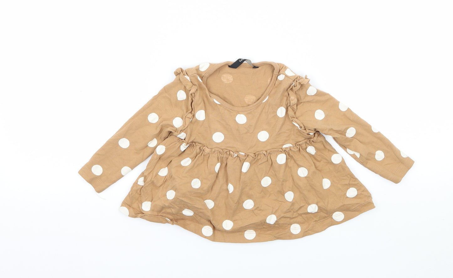 George Girls Brown Polka Dot Jersey Basic T-Shirt Size 12-18 Months