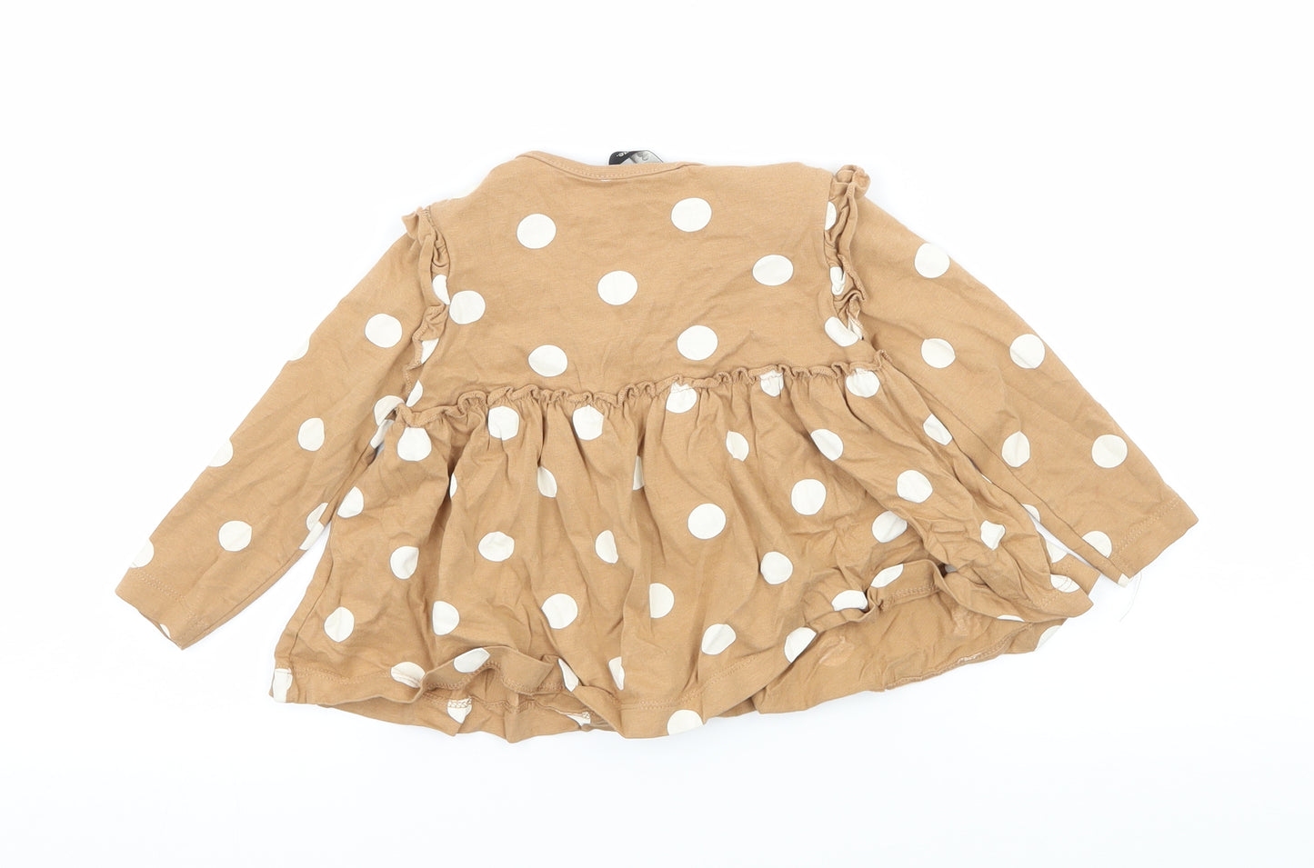 George Girls Brown Polka Dot Jersey Basic T-Shirt Size 12-18 Months