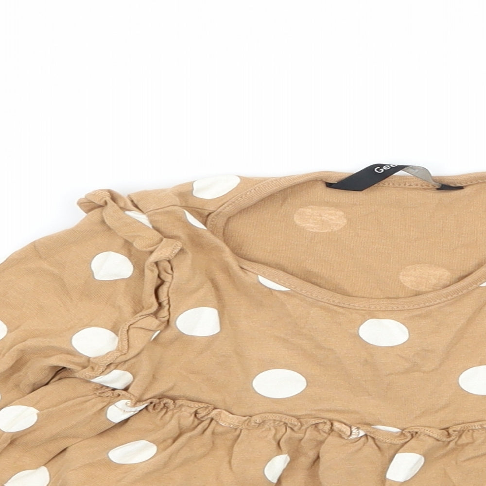 George Girls Brown Polka Dot Jersey Basic T-Shirt Size 12-18 Months