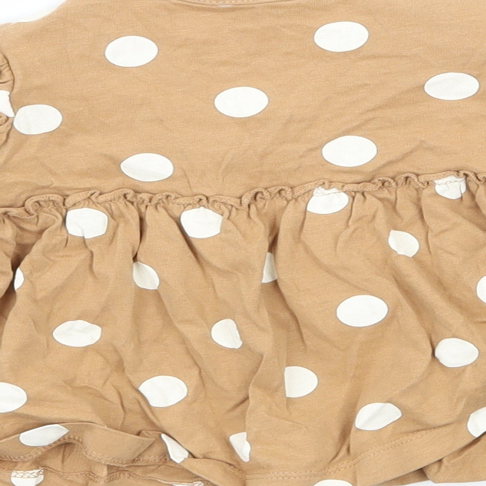 George Girls Brown Polka Dot Jersey Basic T-Shirt Size 12-18 Months