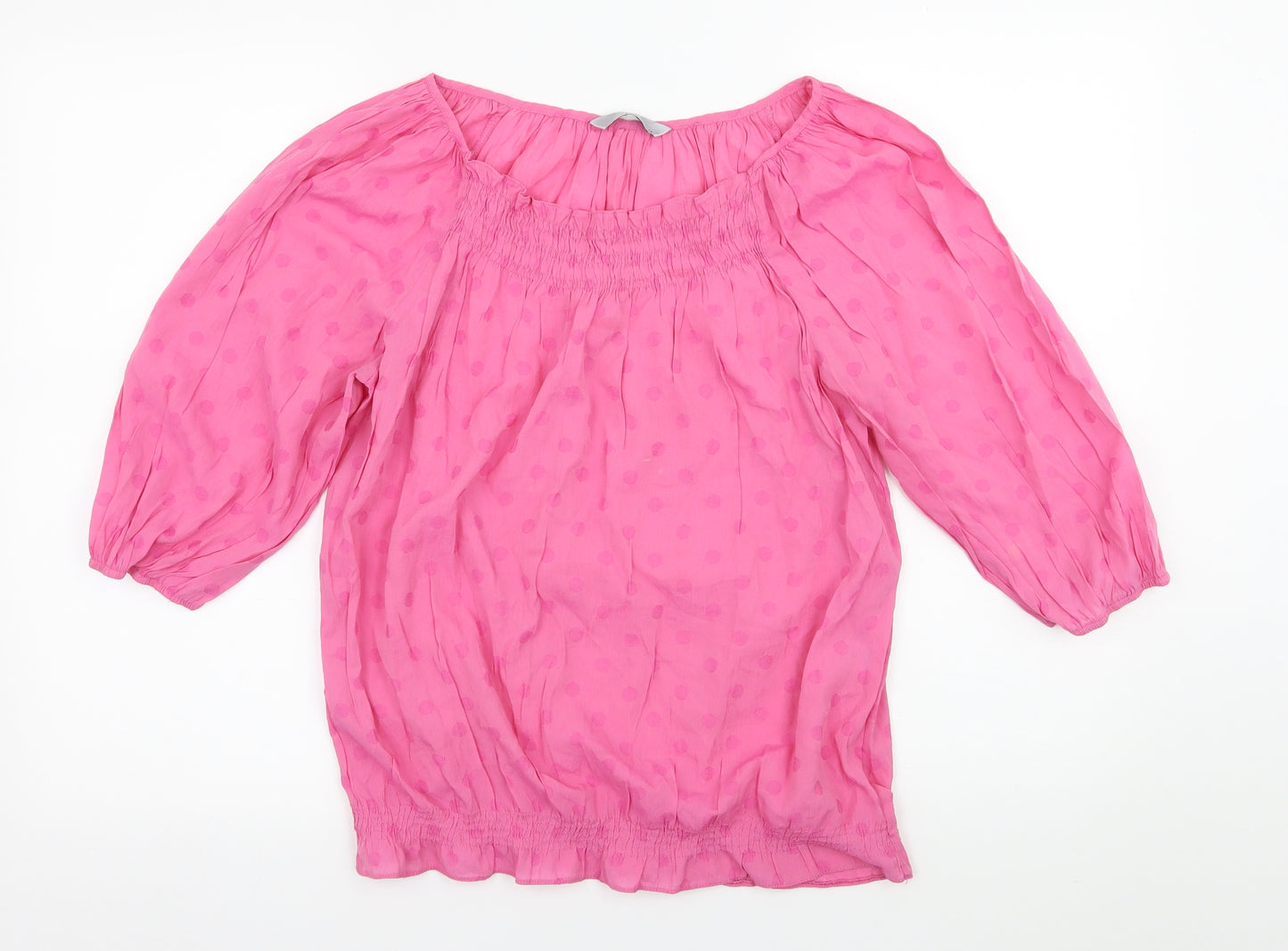 FF Womens Pink Polka Dot  Basic Blouse Size 14