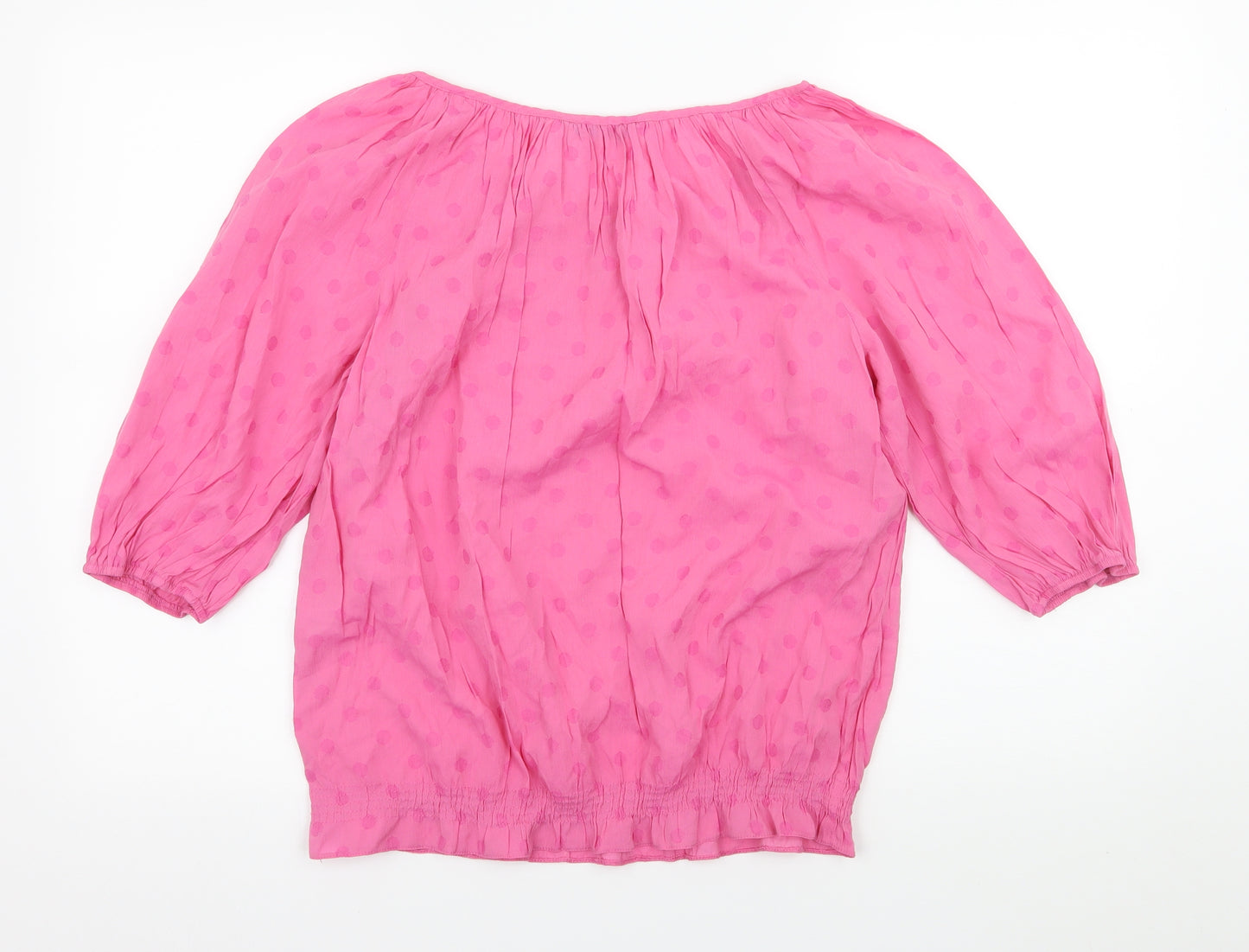 FF Womens Pink Polka Dot  Basic Blouse Size 14